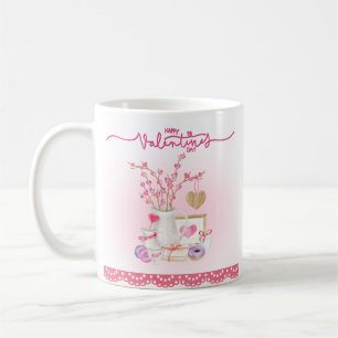 Mug Valentine Doughnut Vase Branches Remplies Coeurs