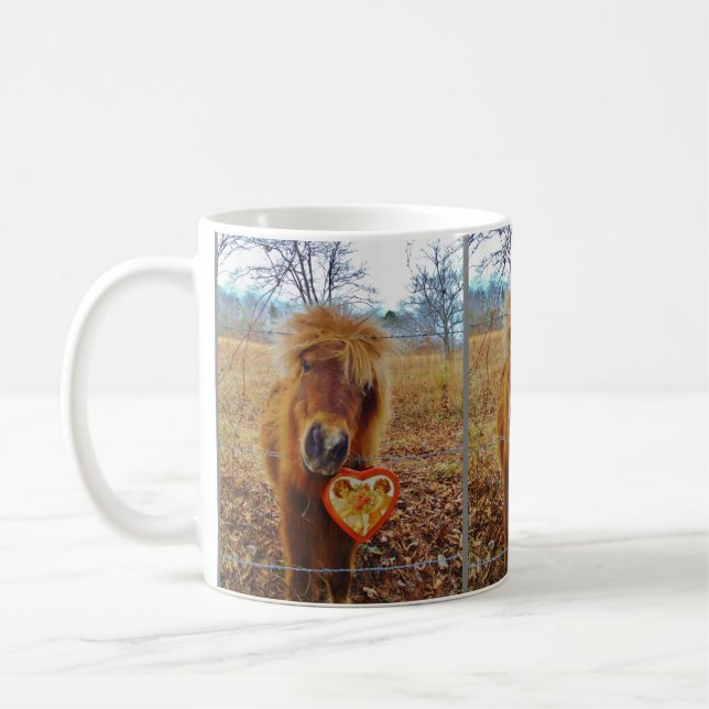 Mug Valentine Heart Miniature Brown Horse (Gauche)
