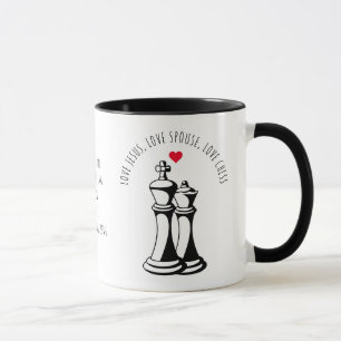 Mug Valentine KING QUEEN Aimer Jésus Épouse Échecs