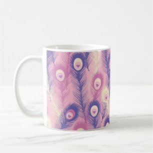 Mug Valentine Peacock Feather Motif sans couture en ro