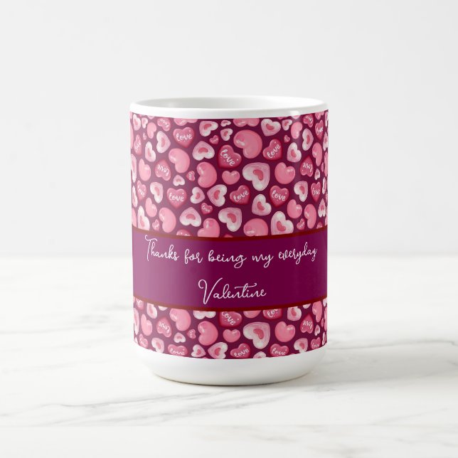 Mug Valentine’s Day Love Hearts. Sweet and Glossy Hea (Centre)
