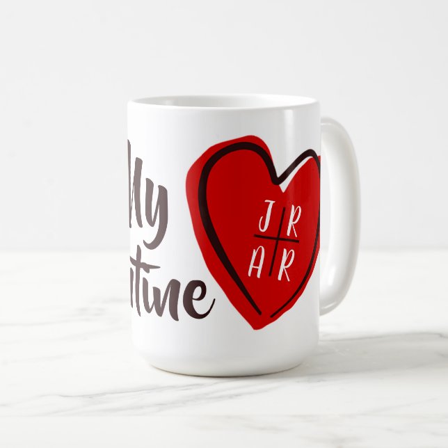 Mug Valentine's Be My Valentine Heart Initiales person (Devant droit)