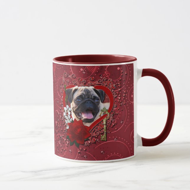 Mug Valentines - clé à mon coeur - carlin (Droite)