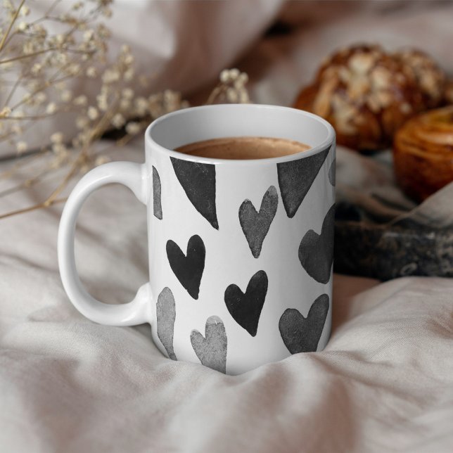 Mug Valentines coeur de jour explosion - noir et blanc (Créateur téléchargé)