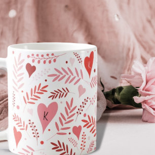 Mug Valentines Coeur rose Rouge élégant Motif Monogram