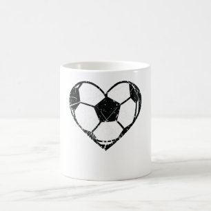 Mug Valentines Day Soccer Ball Heart Grunge Hommes Fem