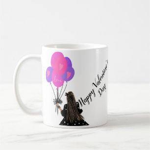 Mug Valentines Jour Balloon Chic Girl Illustration