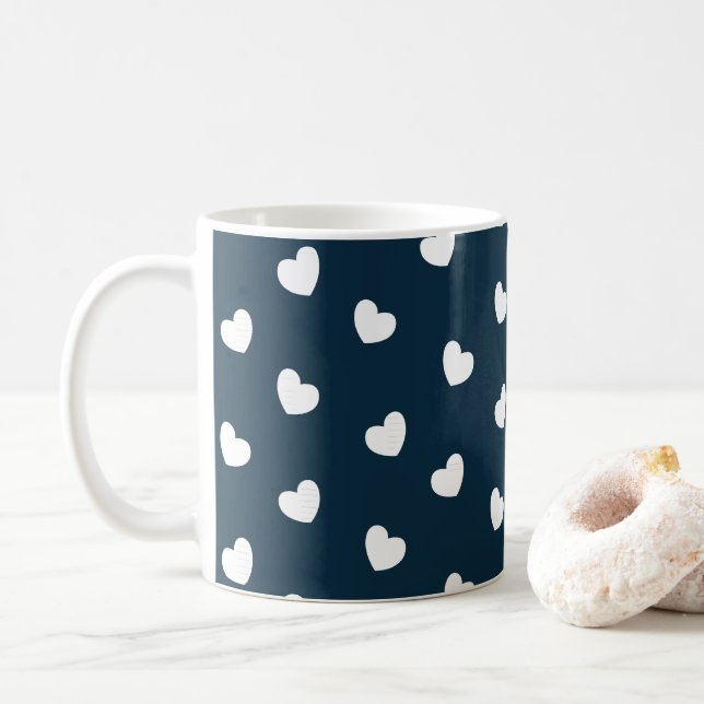 Mug Valentines Jour Coeurs blancs Motif (Avec donut)