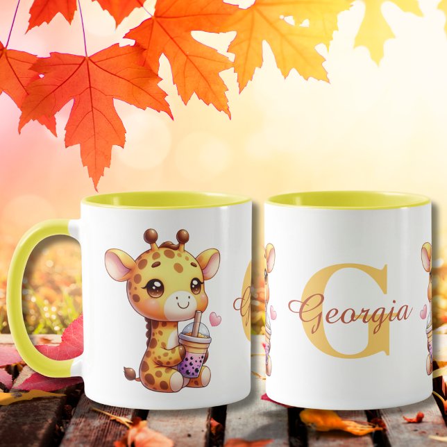 Mug Valentines Jour Cute Giraffe Love Boba (Créateur téléchargé)