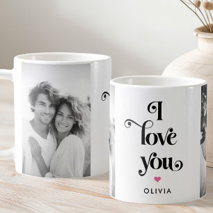 Mug Valentines jour rétro Je vous aime nom photo