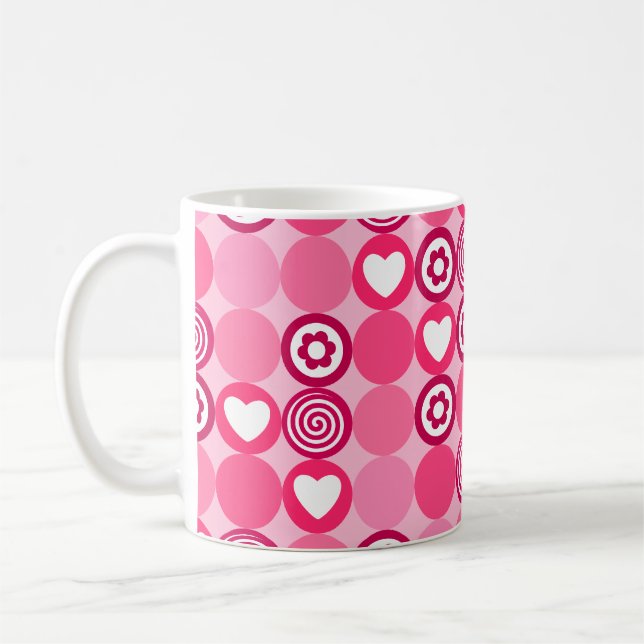 Mug Valentines mignonne rose Motif de coeur et de poin (Gauche)