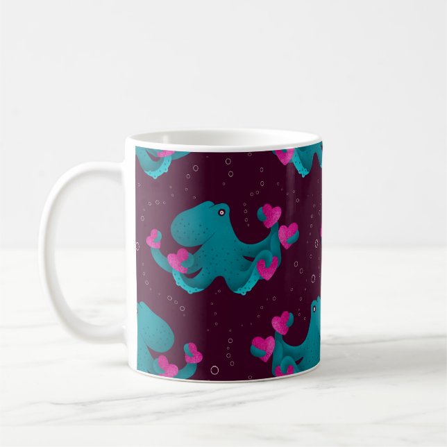 Mug Valentine's Octopus and Hearts (Gauche)