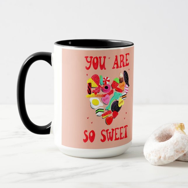 Mug Valentines Tu Es Si Douce Coeur De Bonbons (Avec donut)