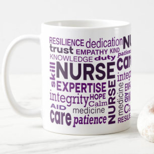 Mug Valeurs des infirmières Appréciation de la typogra