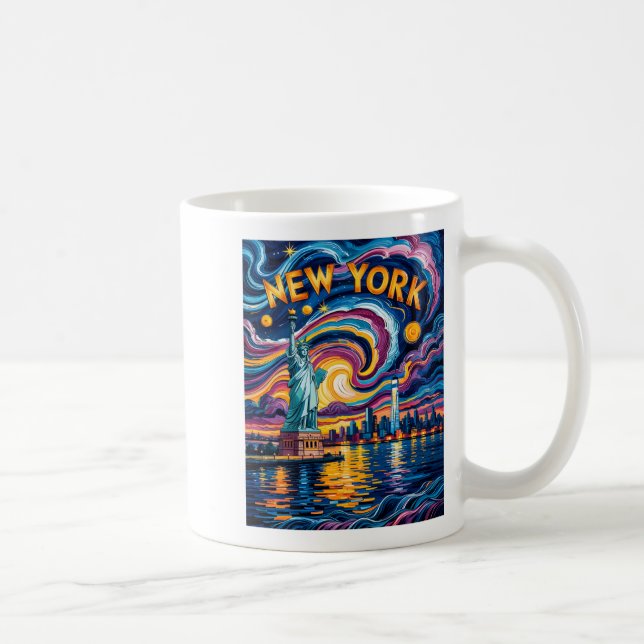 Mug Van Gogh Starry Night Art New York Liberty Skyline (Droite)