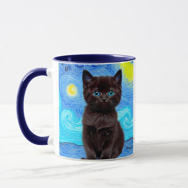 Mug Van Gogh Starry Night Black Cat (Gauche)