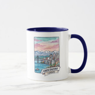 Mug Vancouver BC Canada Aquarelle Skyline