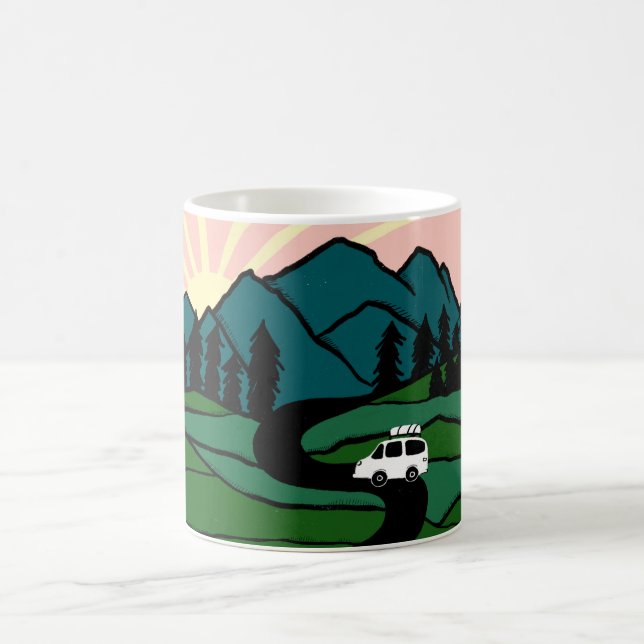 Mug Vanlife Road Trier Campervan Mountain Sunrise (Centre)