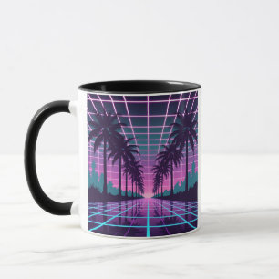 Mug Vaporwave 80s Neon Grid Synthwave Art Poster