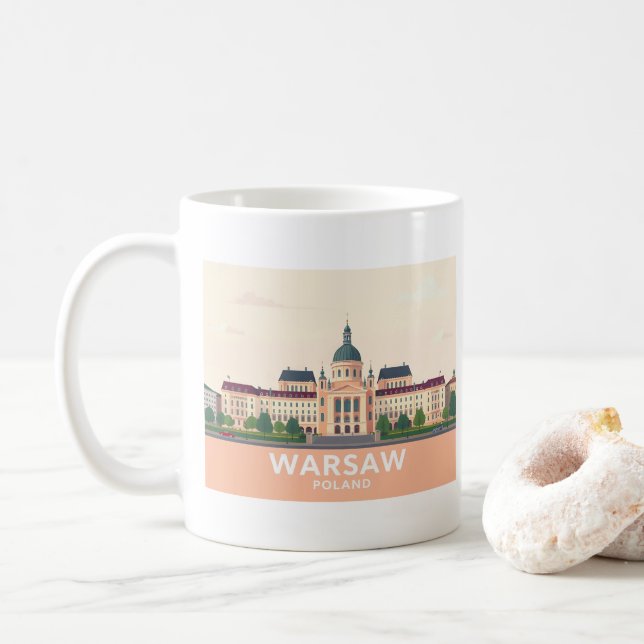 Mug Varsovie Pologne Le Château Royal Pastel Voyage (Avec donut)