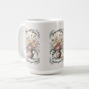 Mug Vase Avec Floraux Croissance Avec Citation Grace