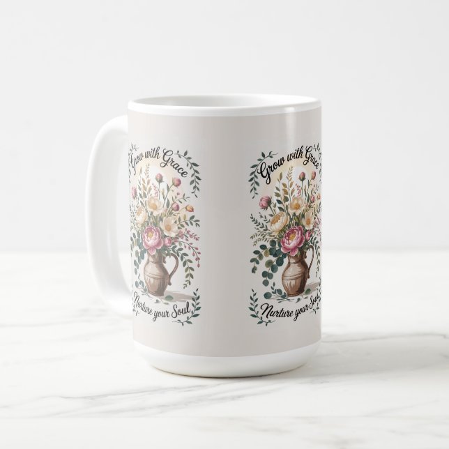 Mug Vase Avec Floraux Croissance Avec Citation Grace (Devant gauche)