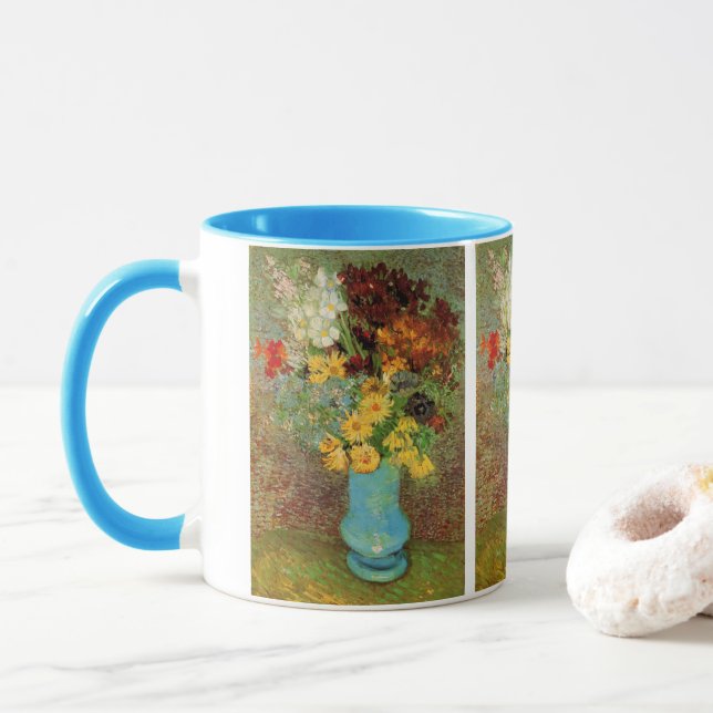 Mug Vase avec marguerites et anémones par Vincent van  (Avec donut)