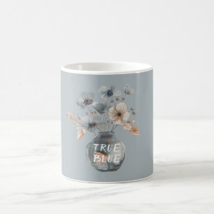 Mug Vase Floral Véritable Crème Bleue