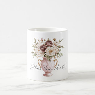Mug Vase Rose Pâle Fleurs Crème au Chocolat