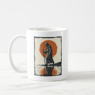 Mug Vecteur de réflexion de silhouette de marche au co