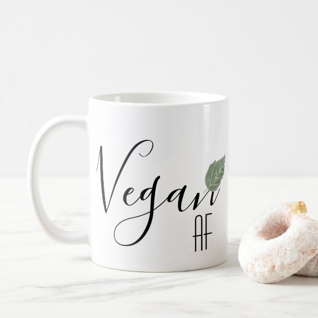 Mug Vegan AF drôle dire feuille (Avec donut)