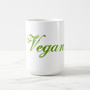 Mug Végétalien. Vert. Slogan. Coutume