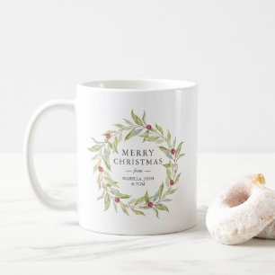 Mug Végétation d'hiver Berries Wreath Monogramme Noël