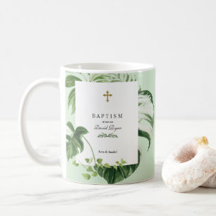 Mug Végétation tropicale luxuriante Croix d'or Baptême