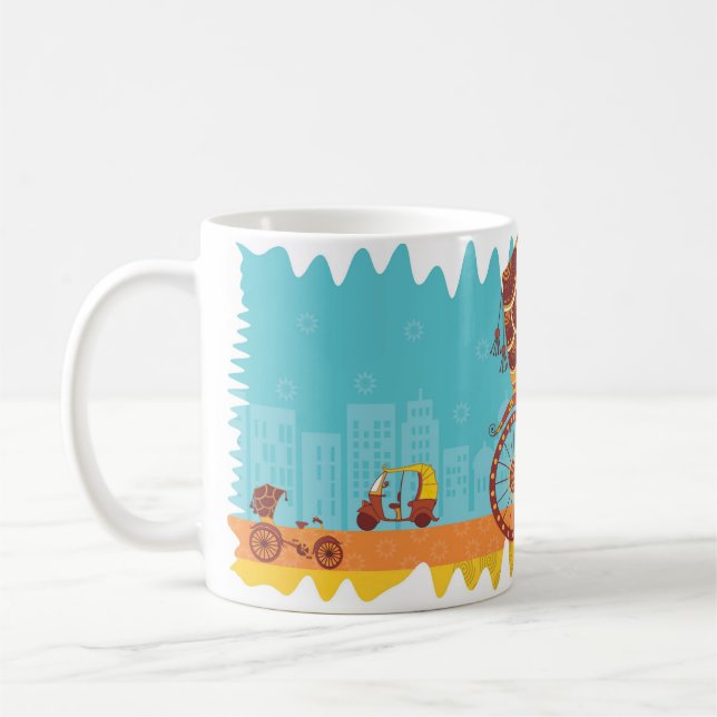 Mug Véhicules indiens uniques - Rickshaw de cycle (Gauche)
