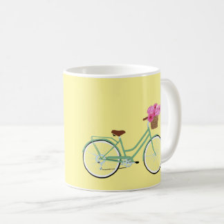 Mug Vélo, corbeille et fleurs