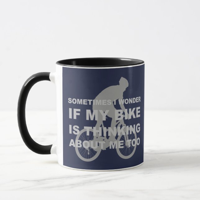 Mug Vélo drôle pensant au bleu imitation de citation (Gauche)