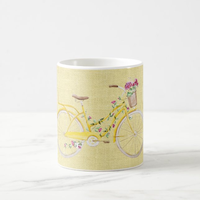 Mug Vélo Jaune Aquarelle (Centre)