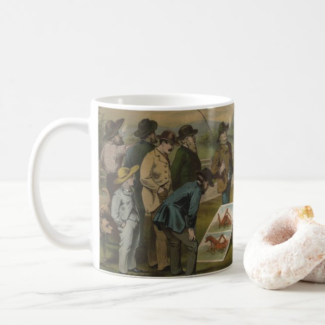 Mug Vendeur En Champ Avec Fermier Vendre Machine Agric (Avec donut)