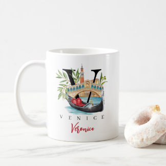 Mug Venise Italie Monogramme Lettre V Cadeau Personnal