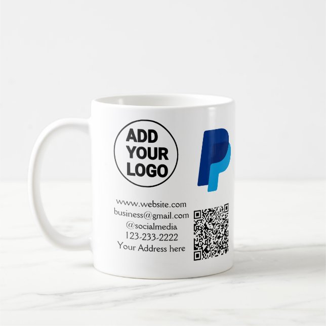 Mug Venmo paypal scan pour payer ajouter q r code logo (Gauche)