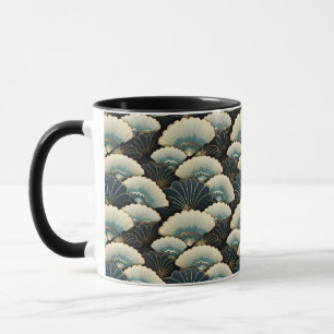 Mug Ventilateur Gold et Turquoise inspiré par le Japon