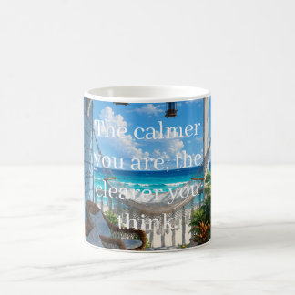 Mug Véranda côtière avec hamac et mer turquoise