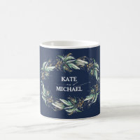 Verdure et or Marine Blue Wreath Élégant