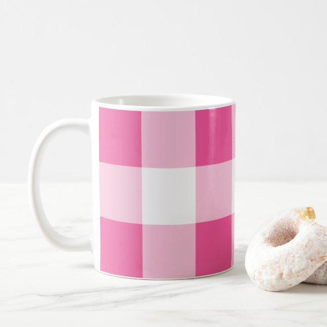 Mug Vérification de buffle rose blanc  (Avec donut)