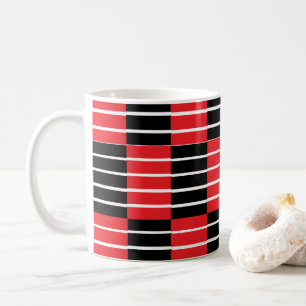 Mug Vérifications et rayures rouges noirs 