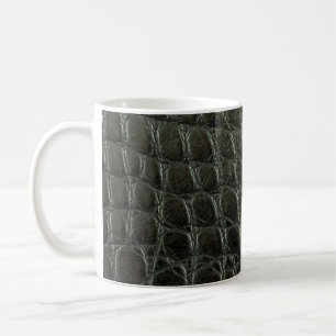 Mug Véritable alligator noir texture cuir, gros plan