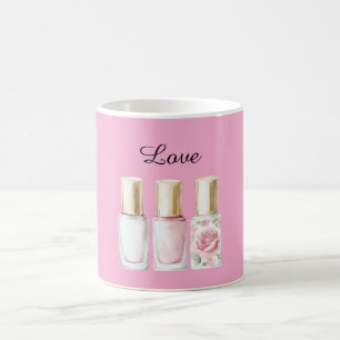 Mug Vernis à ongles floral rose Pretty Rose