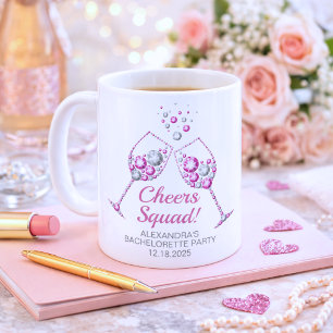 Mug Verre à vin diamant rose et gris Enterrement de vi