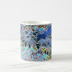 Mug Verre abstrait art blues lavande